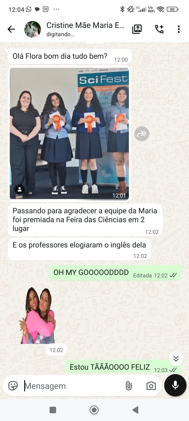 Conversa no WhatsApp com depoimento real de aluna da Witty